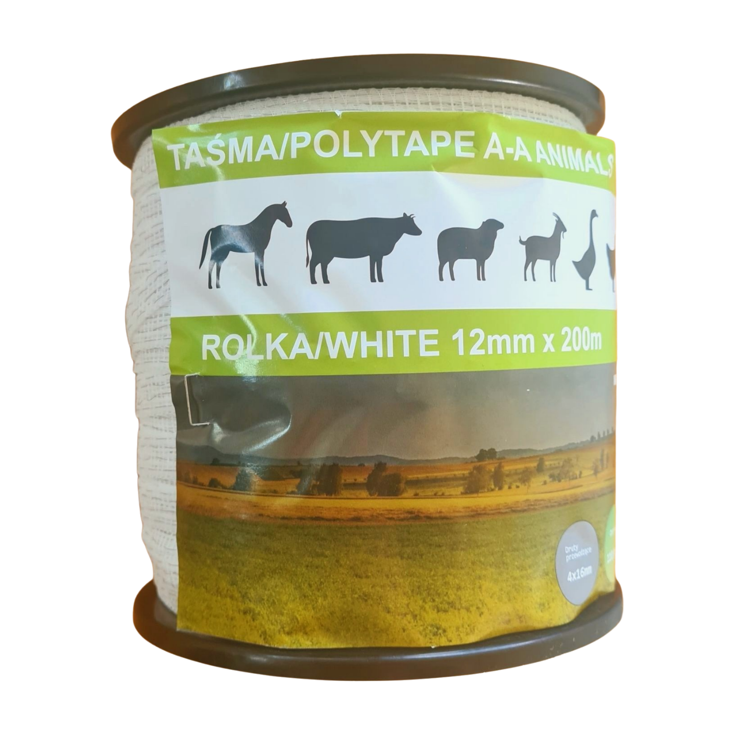 Taśma do ogrodzeń elektrycznych na padok dla koni Animals Biała 200m/12mm - Cavalo